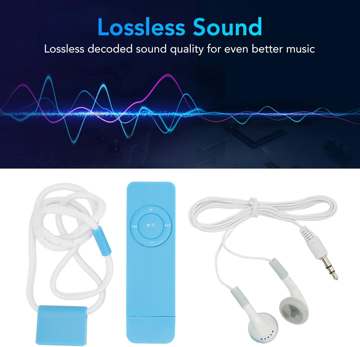 MP3 Player, Mini MP3 Music Player Portable Hifi Sound Digital Music Player Built in 180Mah Battery, Supports up to 64GB (Blue) - Green image number 5