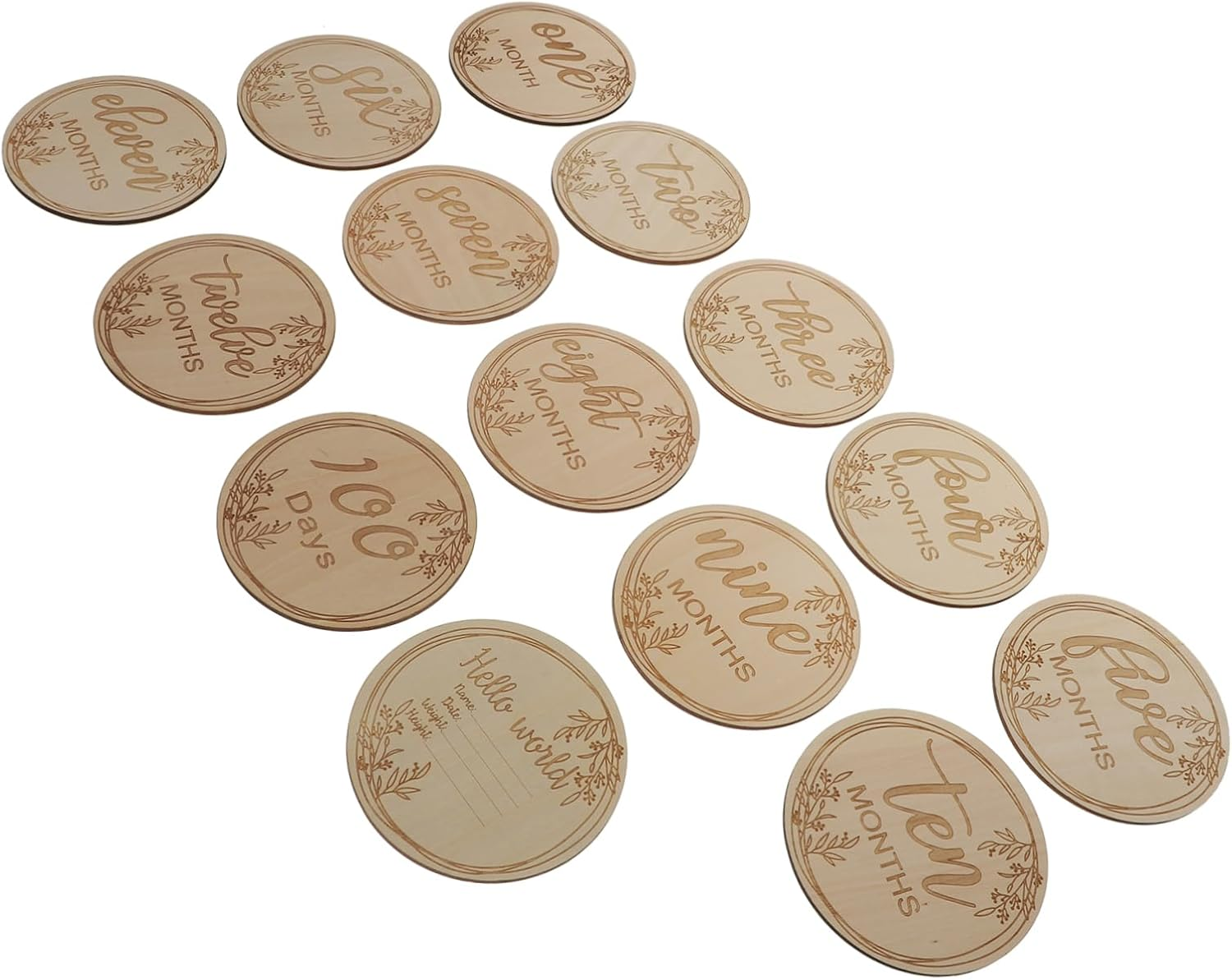 12Pcs Wooden Cards Growth Recording Cards for Boy Girl Monthly Memory Keepsakes Safe Smooth Finish for Parents Photography and Social Media Sharing