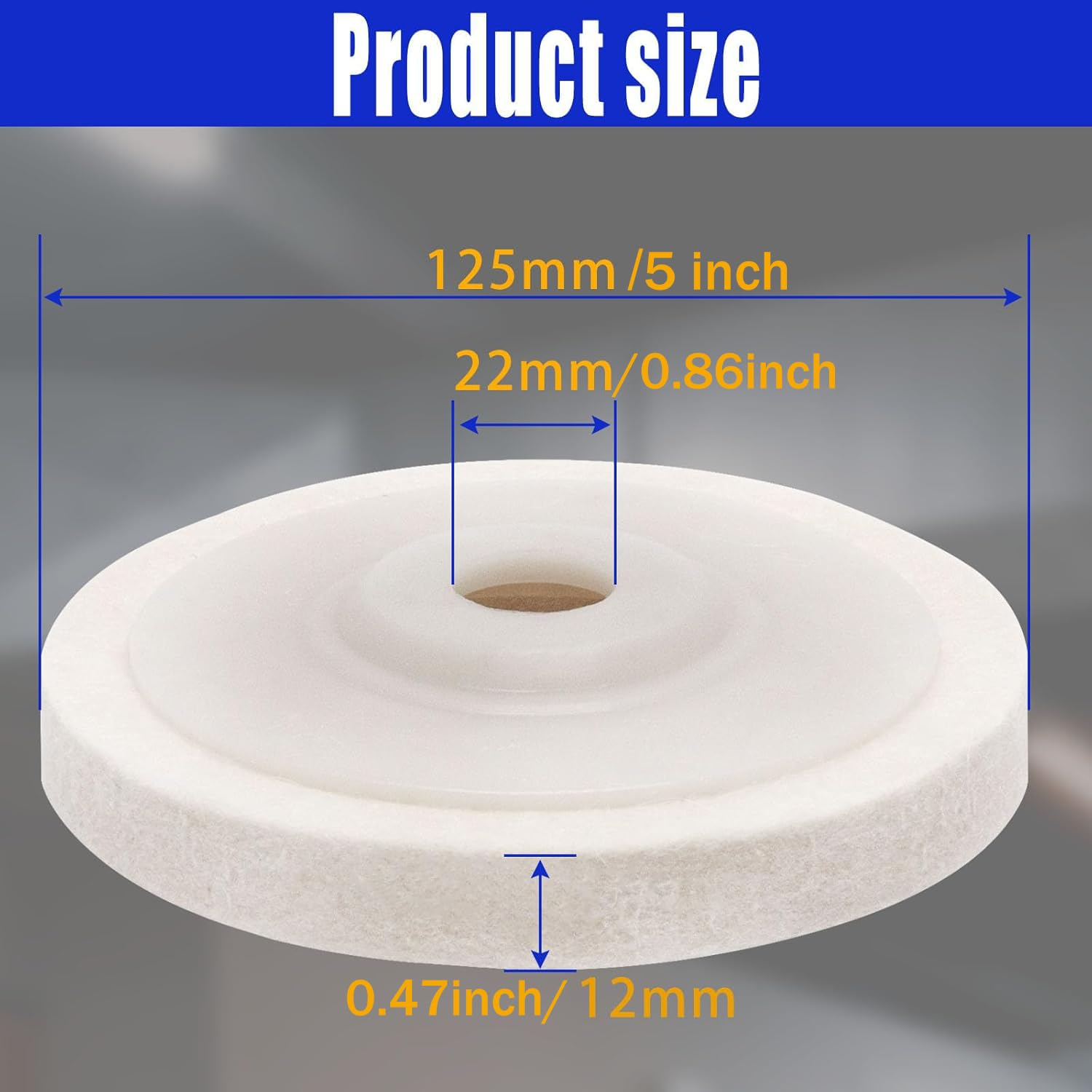 5 Inch Wool Polishing Wheel Disc, Angle Grinder Wool Felt Buffing Pad for Chrome, Granite, Aluminum (5 Pcs)