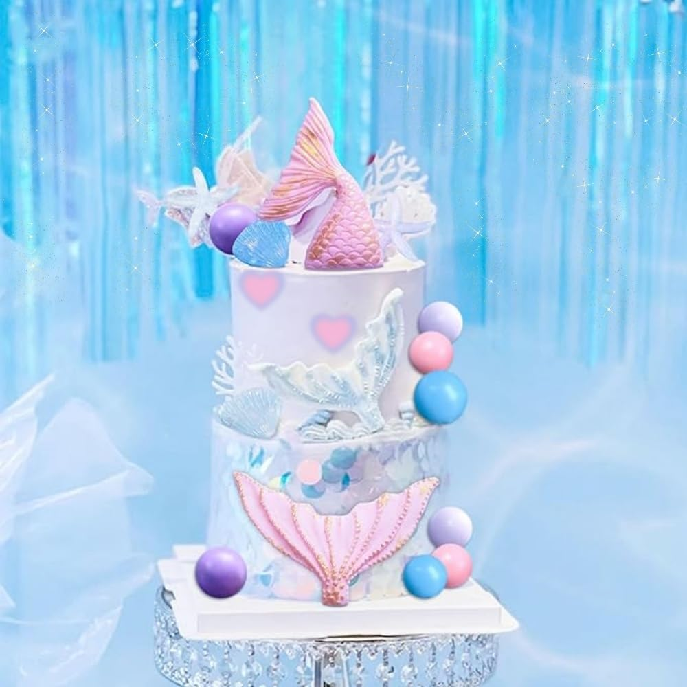 Cake Decoration Birthday Underwater Ocean Cake Ball Cake Birthday Party Accessories Cake Decoration For（Purple）