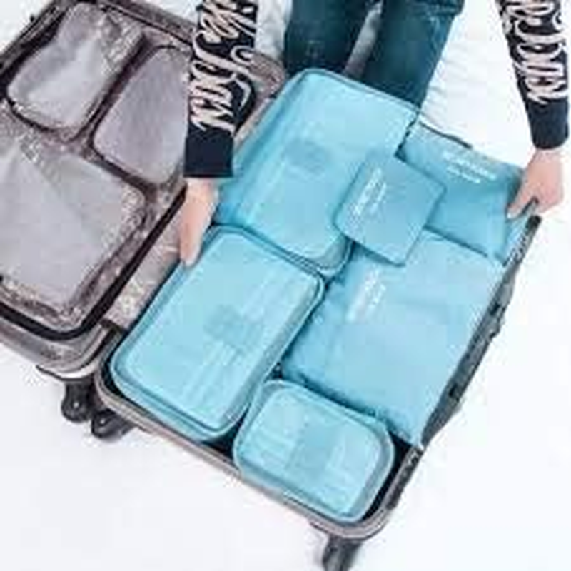 Go2Buy 6Pcs Travel Luggage Organizer Set Backpack Storage Pouches Suitcase Packing Bags (Light Blue) image number 3