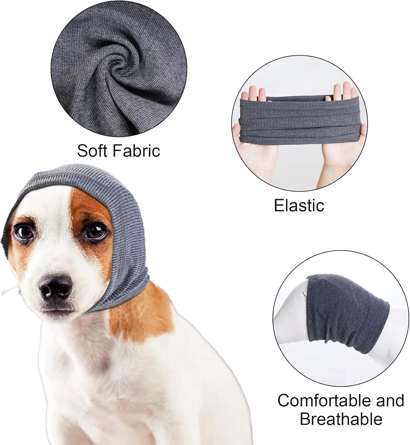 YIYUIUR Dog Ear Muffs Noise Protection Covers Dog Calming Hoodie for Grooming and Force Drying, Comfort Hoodie for Anxiety (Grey, L) image number 4