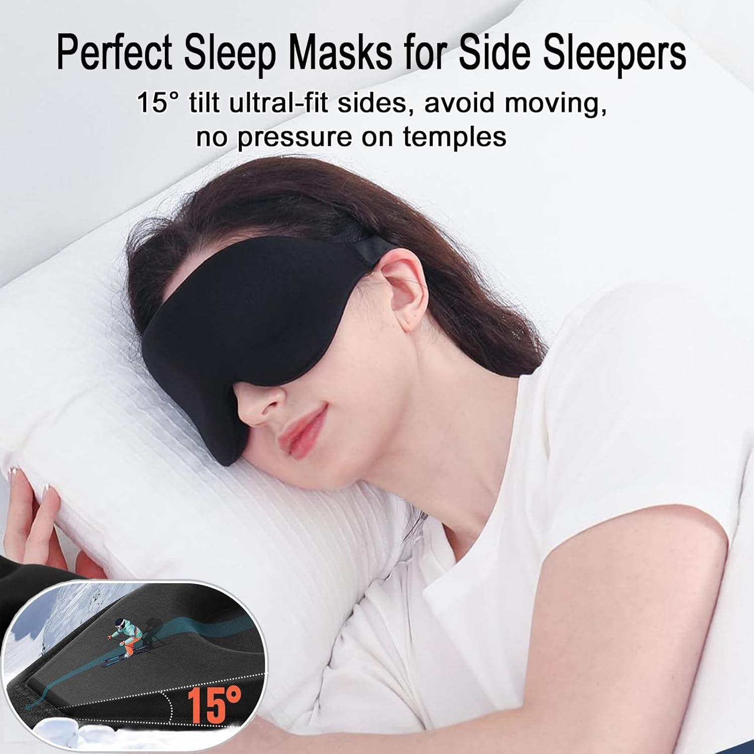 Sleep Mask for Side Sleeper Women Men - Pylzodsi Soft Breathable 3D Contoured Cup Blackout Eye Mask for Sleeping, Sleep Eye Mask with Adjustable Elastic Strap for Flight Travel Nap