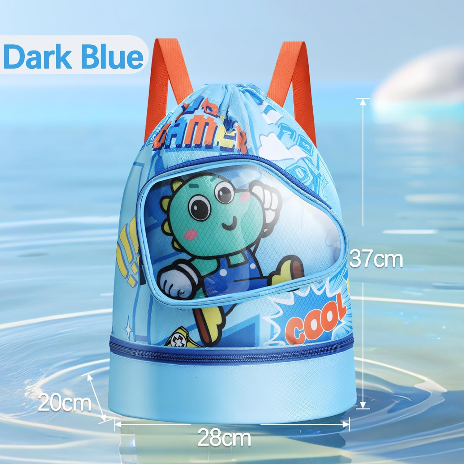 Kids Swimming Bag Waterproof Wet and Dry Storage Backpack Adjustable Shoulder Straps Ideal Children'S Swimming Bag with Waterproof Compartment Ideal for Pool and Beach Activities Swim Bag Kids image number 2