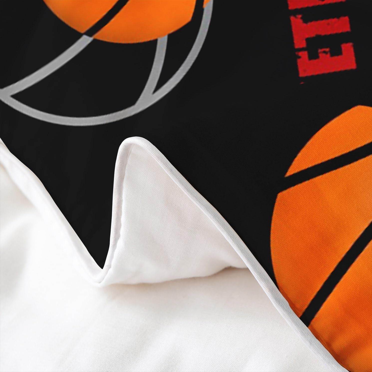 Erosebridal Basketball Twin Comforter Cover for Boys, Sports Games Themed 100% Organic Cotton Bedding Set, Gifts and Decor Duvet Cover, Orange Black Bed Cover image number 1