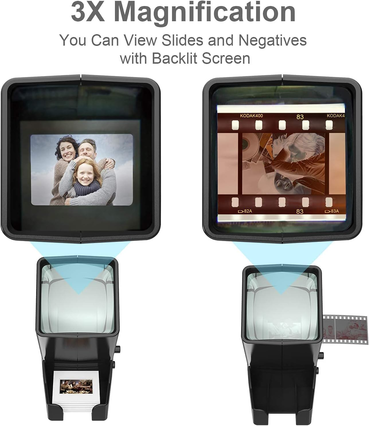 35Mm Slide Viewer, 3X Magnification, USB Powered/Battery Operation-For 35Mm Slides & Positive Film Negatives (4AA Batteries Included) image number 2