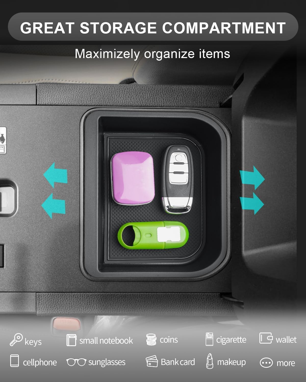 Center Console Cool Box Organizer for for Lexus GX 550 2024 2025/2024 2025 Toyota Land Cruiser Prado 250 Armrest Storage Box ABS Insert Tray Accessories (Only Fit Cool Box) image number 3