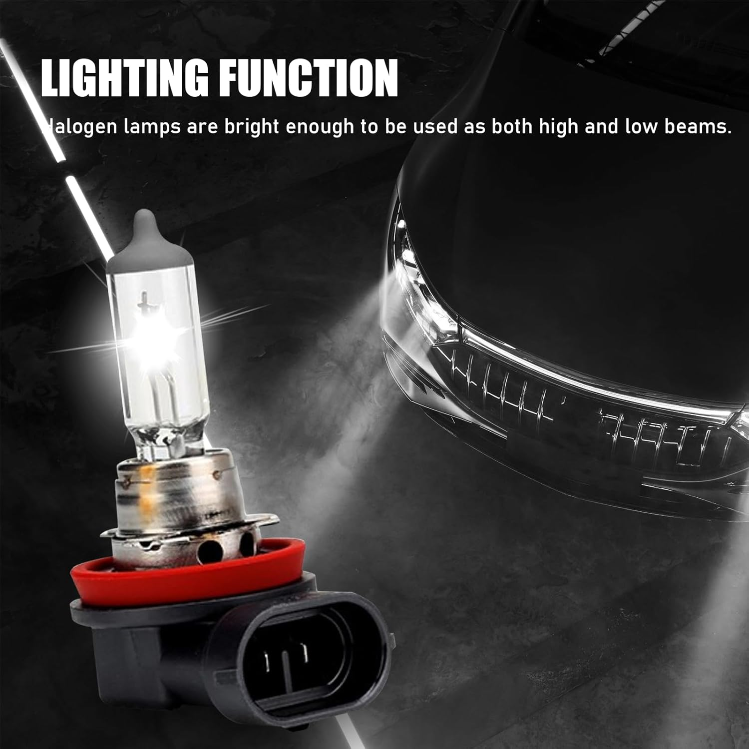 UGSHY 2 PCS H11 Automotive Halogen Bulb, 12V 55W 60,000 Hours Service Life High-Transmission Quartz Glass High Low Beam, Lighting Replacement Accessories, Compatible with Most Car Models (White) image number 5