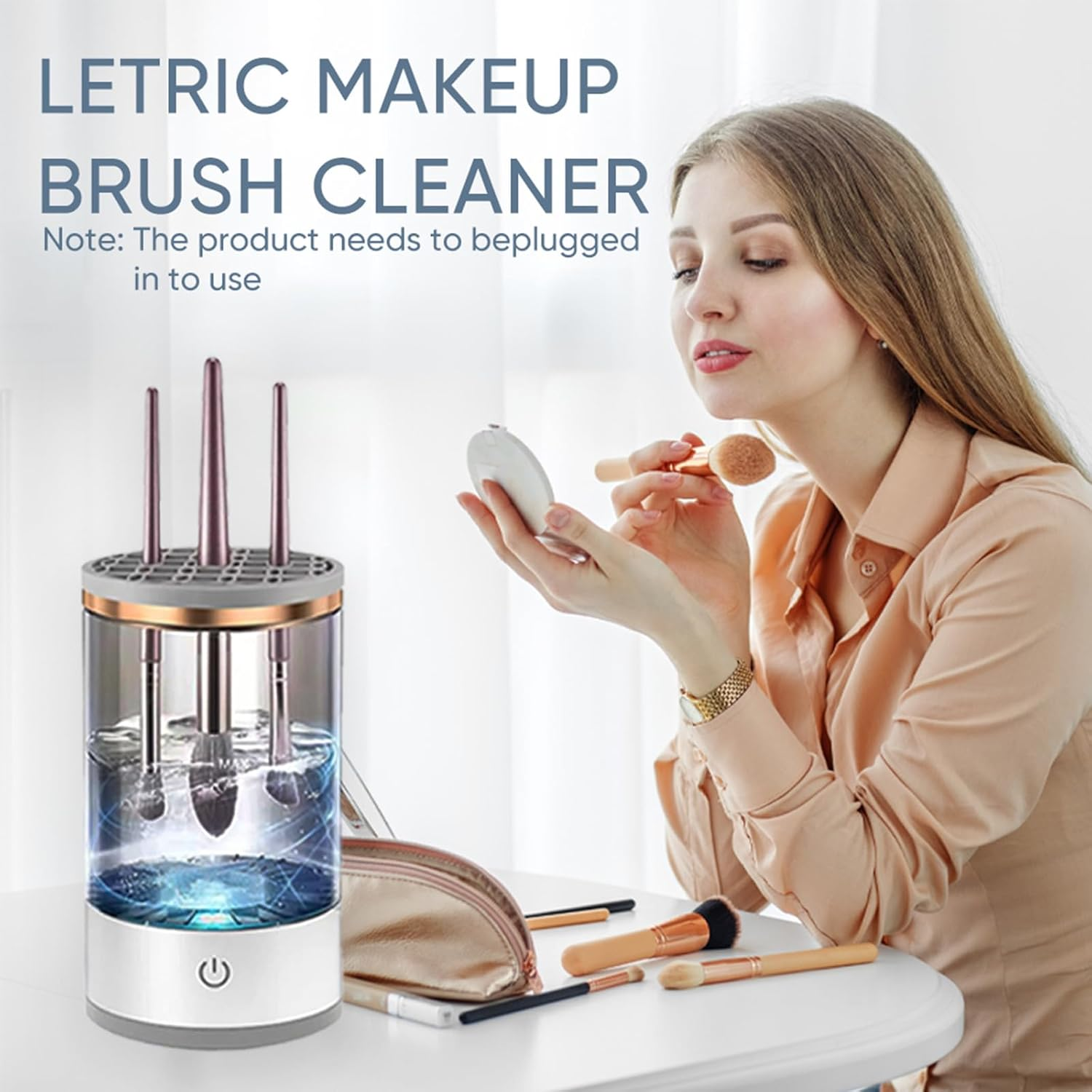 Makeup Brush Cleaner Machine, Upgraded Portable Electric Makeup Brush Cleaner Machine, Automatic Cosmetic Brush Cleaner for Quick & Efficient Cleaning, Suitable for All Brush Sizes(Midnight) image number 6