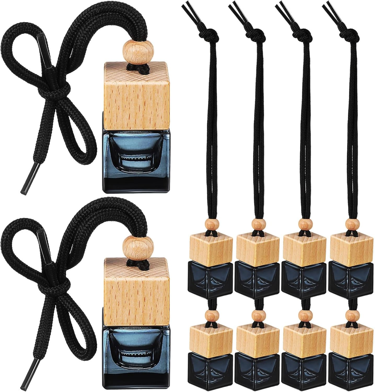 Iplusmile Car Hanging Air Fresheners Diffuser: 10Pcs Empty Car Essential Oil Diffuser Bottles Pendant - Black Glass Perfume Vials Aromatherapy Fragrance Ornament Decor image number 4