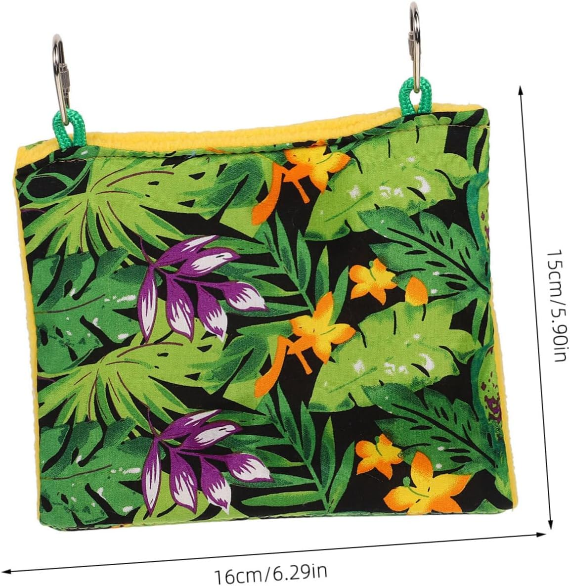 FONDOTIN Summer Parrot Hanging Hammock Bird Nest with Tropical Print Comfortable Sized Bed for Small Birds like Canaries and Parakeets Secure Sunshade Shelter for Cage Window image number 4
