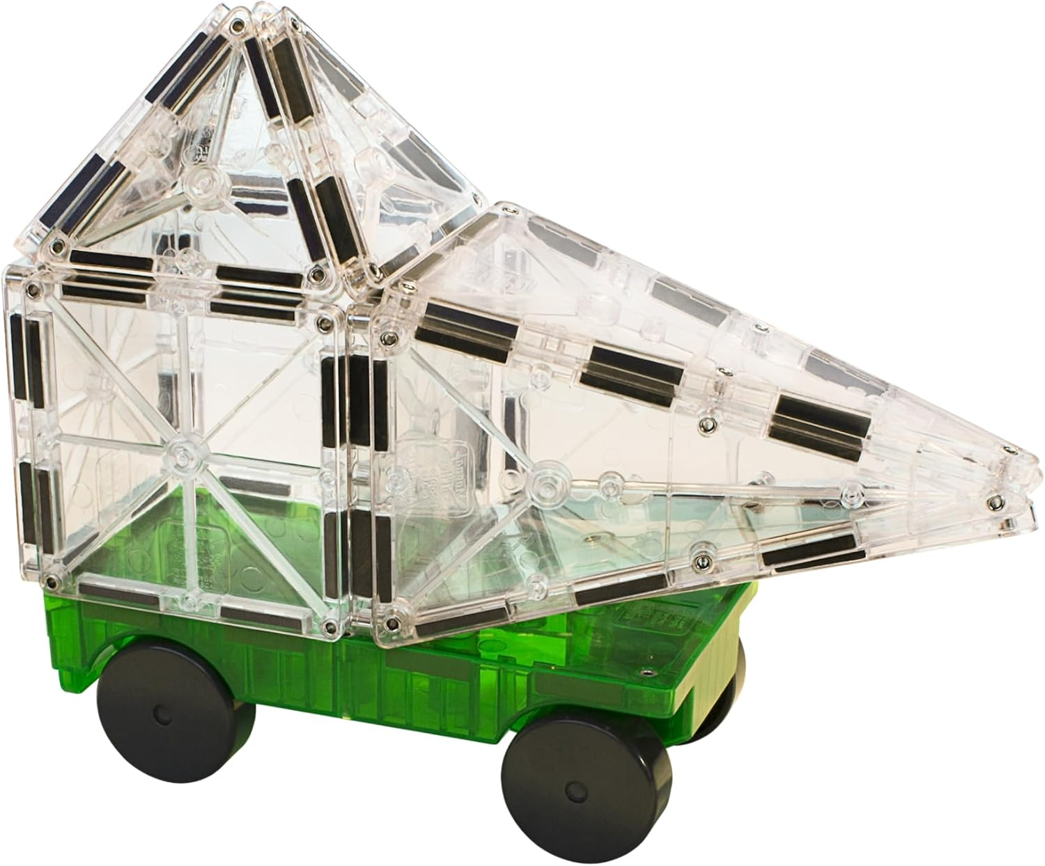 Magna-Tiles Cars Expansion 2-Piece Set, Green/Yellow