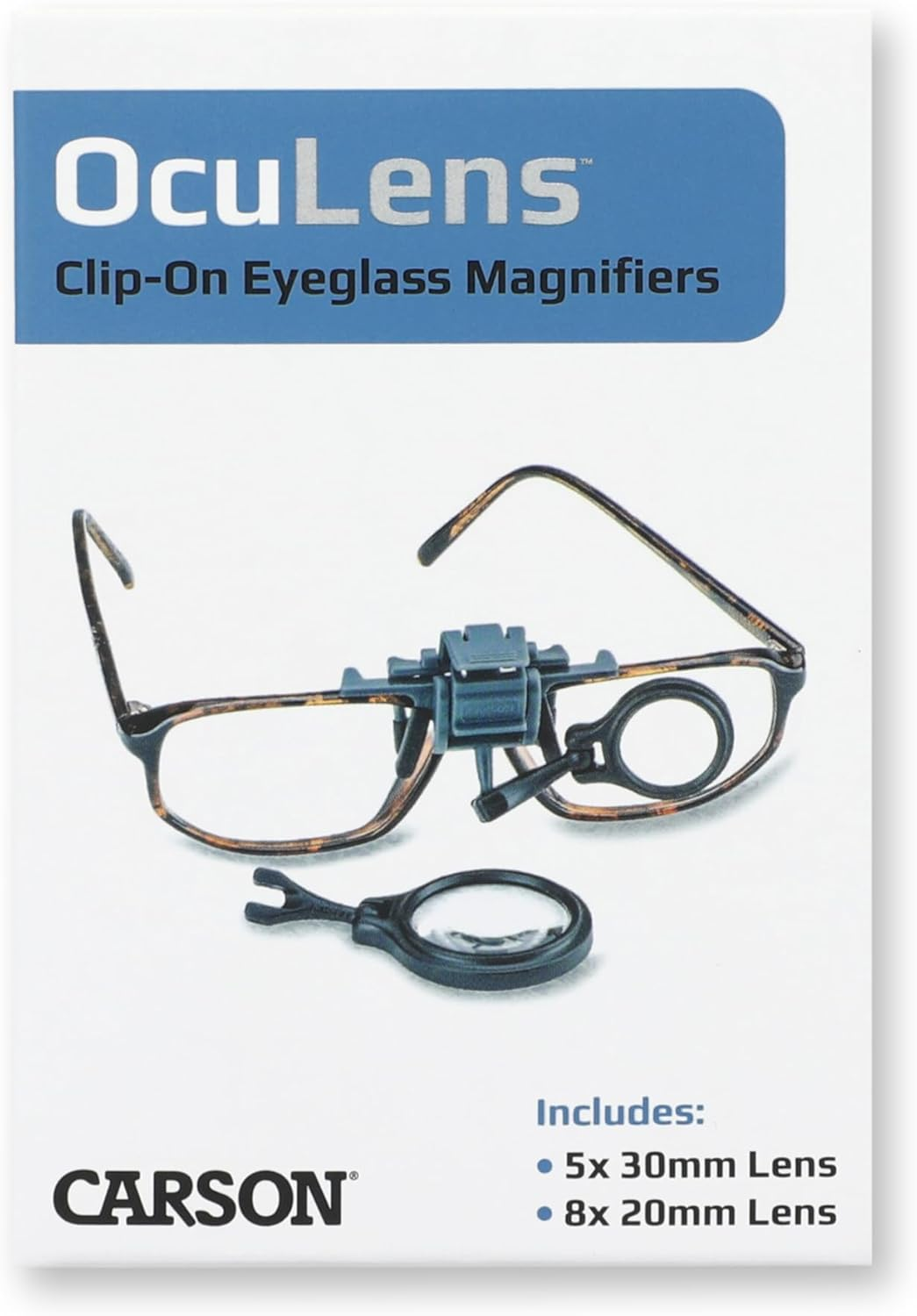 Carson Oculens Hands-Free Clip-On 5X and 8X Eyeglass Magnifier Set image number 5