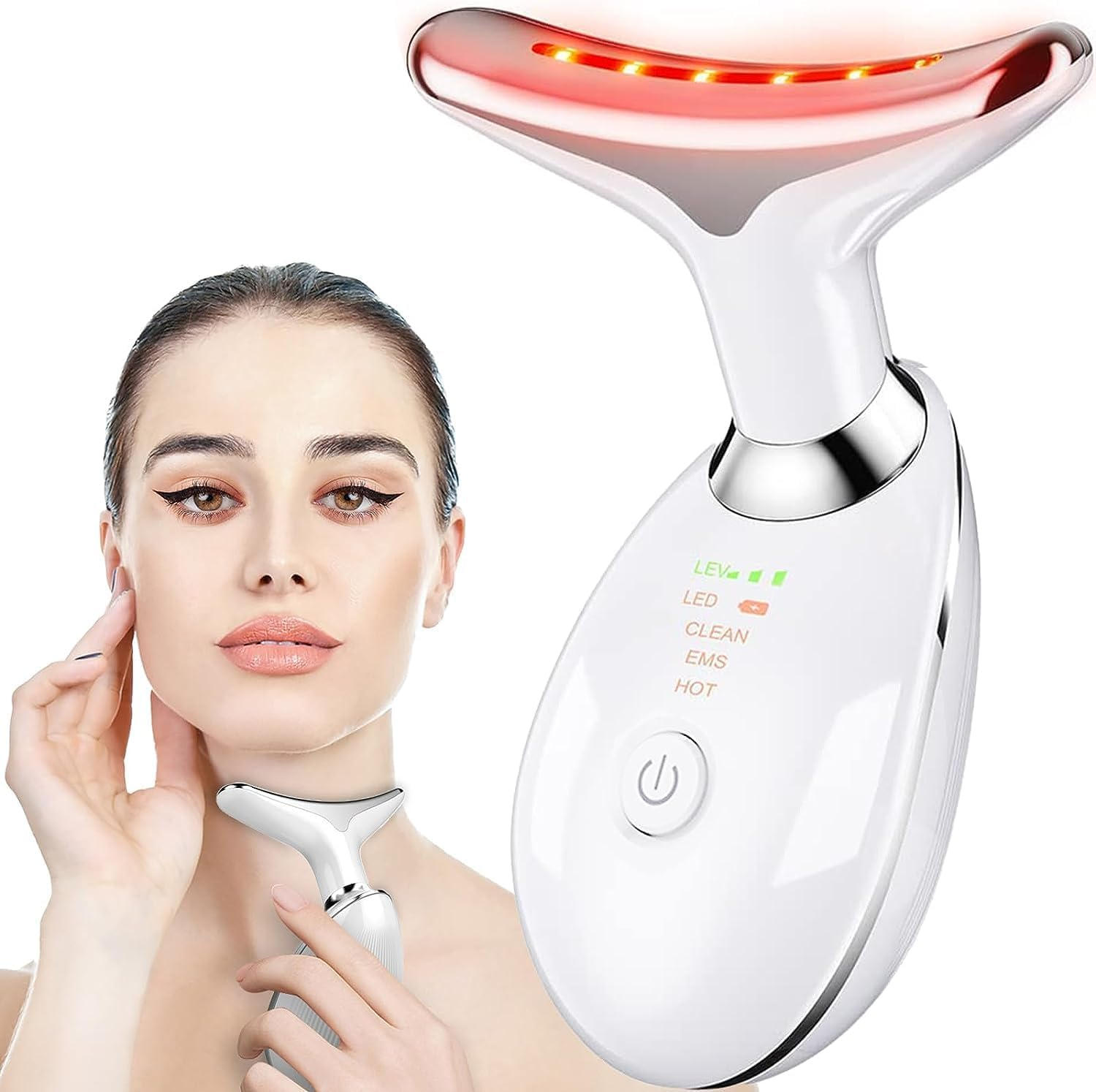 Vibration Lily 7-In-1 Face Neck Massager Face Sculpting Tool Triple-Action Wrinkle Remover Skin Rejuvenation Device with Thermal for Skin Care, Tightening, and Smoothness image number 1
