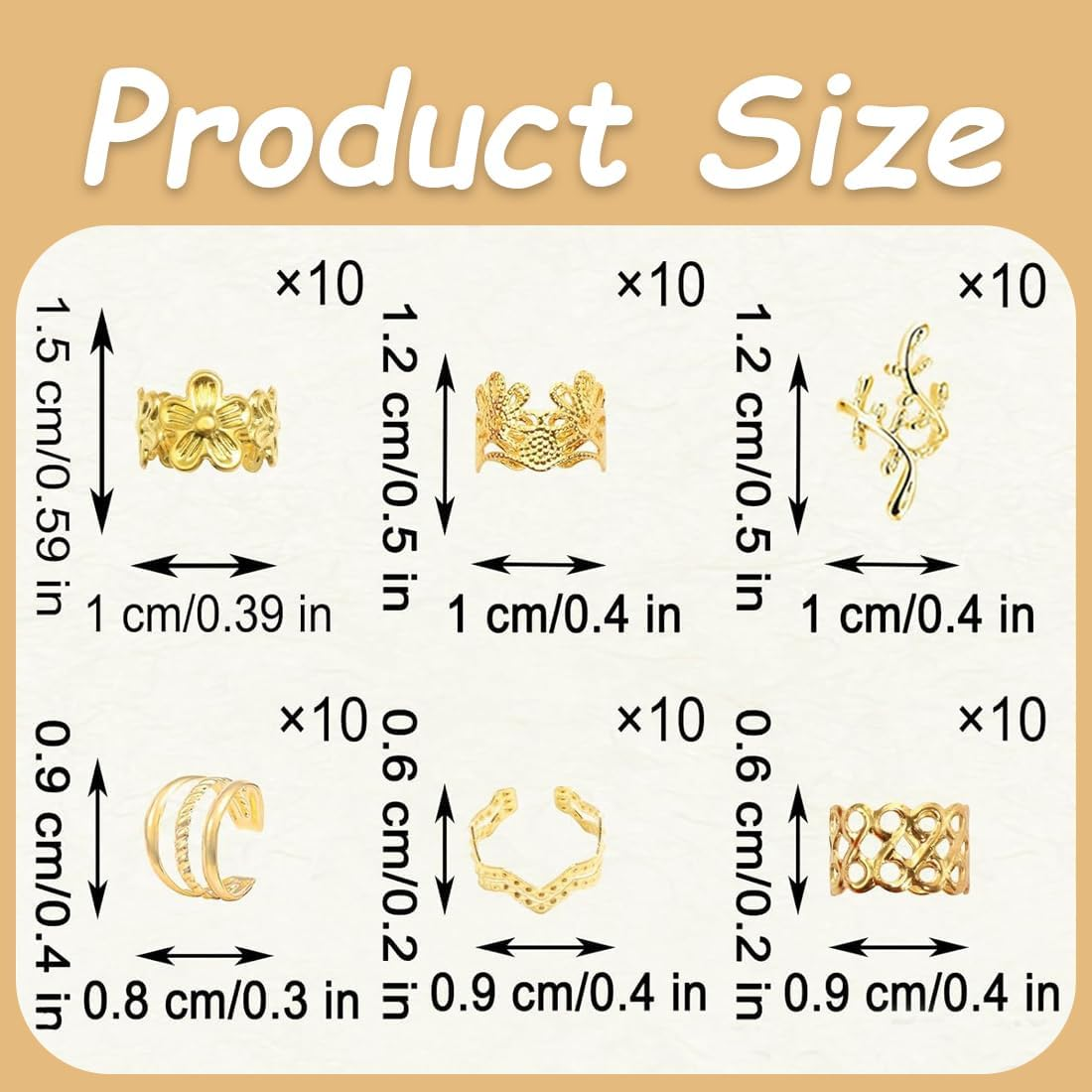 92 Pieces Gold Hair Accessories for Braids, Gold Dreadlock Jewellery Accessories, Loc Jewellery for Hair, Clips for Dreadlock Accessories, Hair Spirals Clips Hair Accessories image number 3