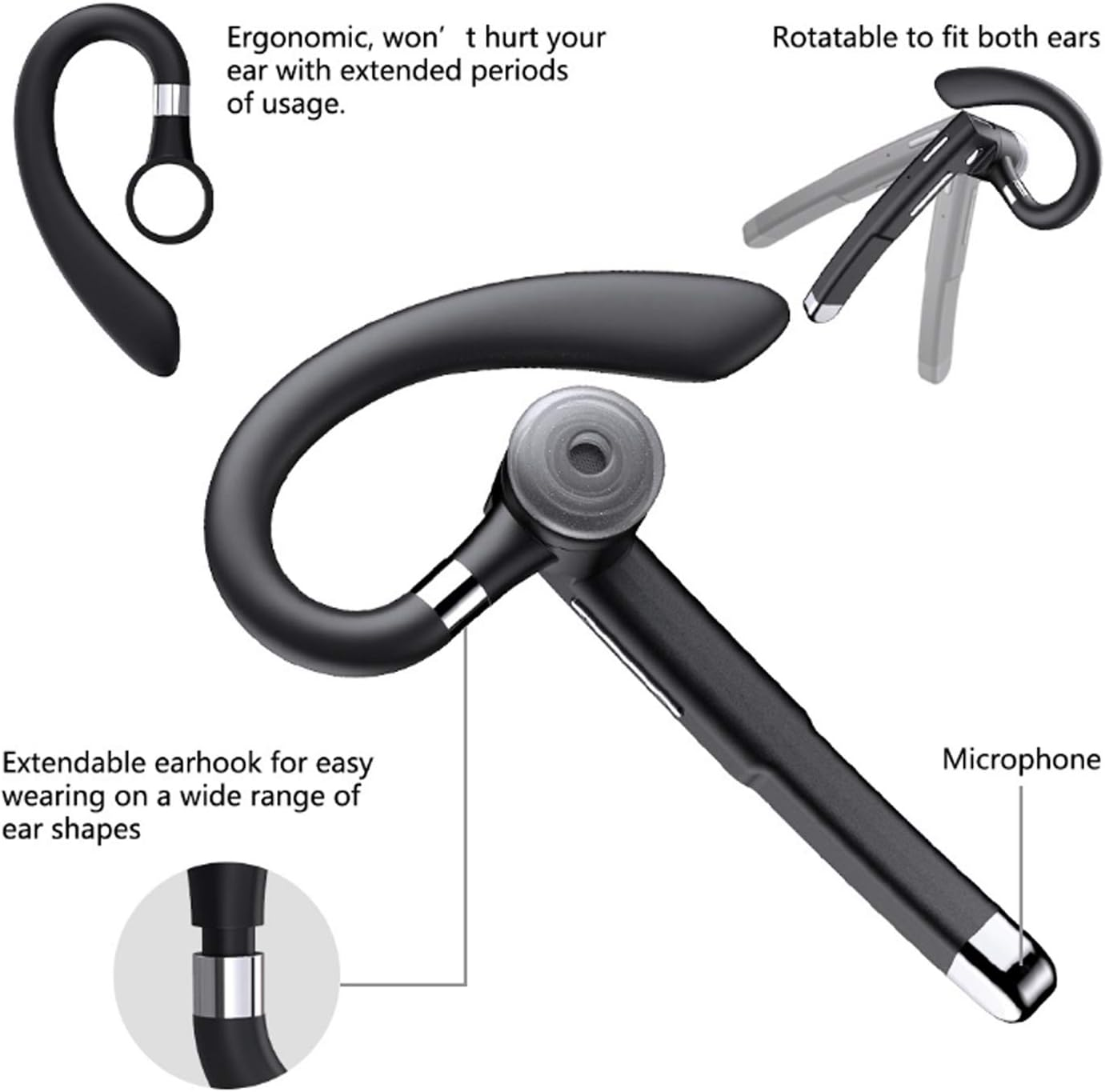 YYK 520 V5.0 Wireless BT Headphones, Rotating Business Headset with Charging Compartment, Ultralight Design, Ergonomic Headphones, Multifunctional, Portable image number 2