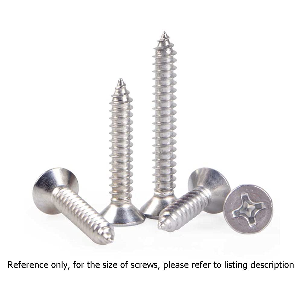 500X NUZAMAS 8G*19 304 Stainless Steel Self-Tapping Screws Cross Flat Countersunk Head Screw Miniature Screw Wood Screw Self-Tapping Screws and Wood Screw(St4.2 * 19) image number 1