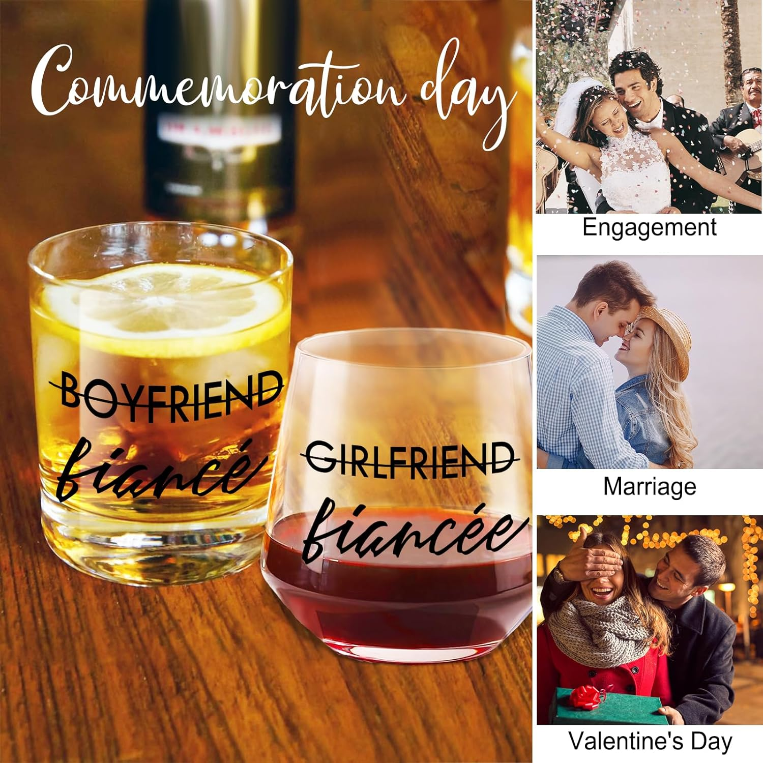 Engagement Gifts for Couples Her and Him Gifts for Newly Engaged Couples Fiancee Fiance Gifts Whiskey Wine Glasses Bride to Be Fiance Gifts for Women Engagement Party Decorations