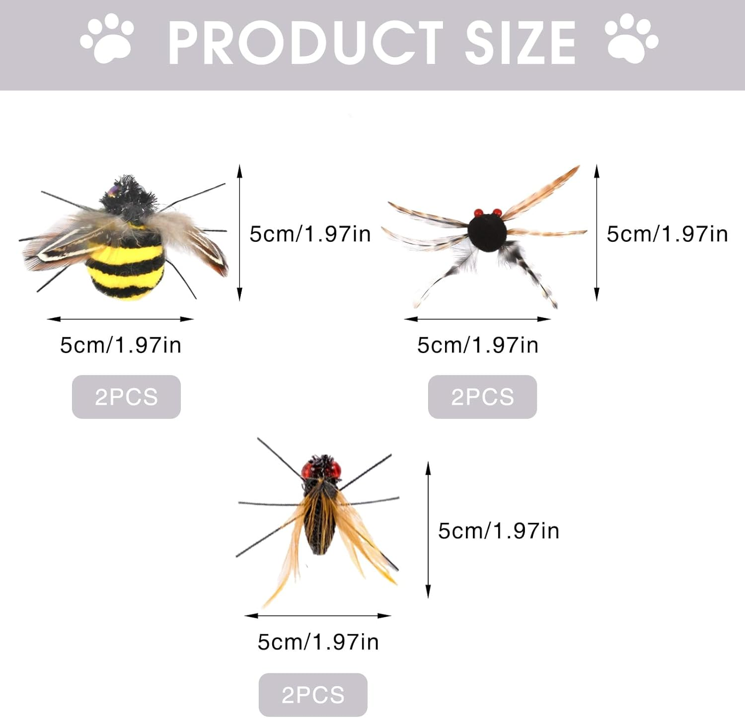 Funnaura 7 Pcs Cat Wand Set, Cat Wand Toy with 6 Pcs Cat Toys Replacement