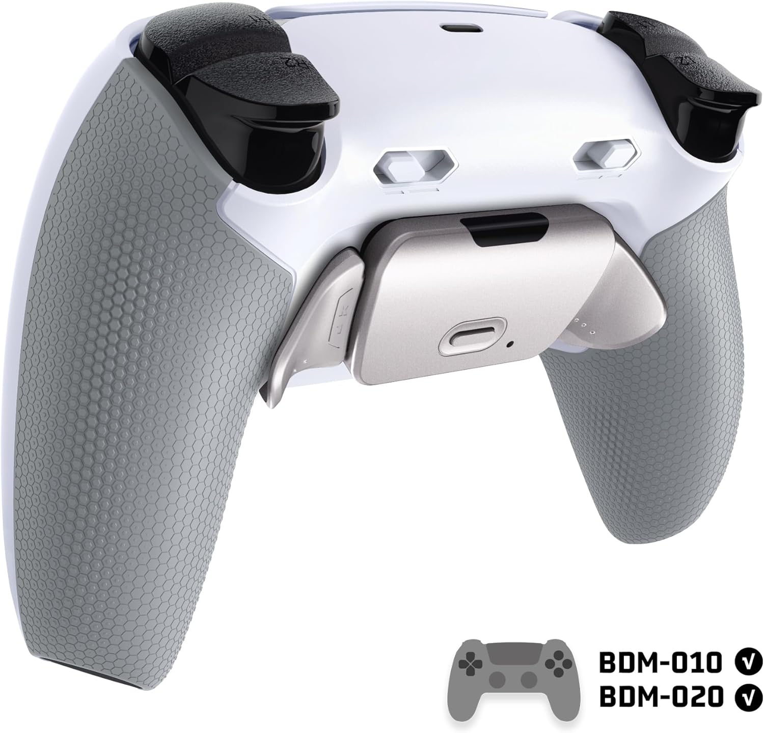 Extremerate Rise plus MAX RMB Back Paddles Kit with Clicky Trigger Stops & Rubberized Grip for PS5 Controller BDM-010 020, Remappable Real Metal Back Buttons Kit for PS5 Controller &ndash; White Gray - White Gray image number 2