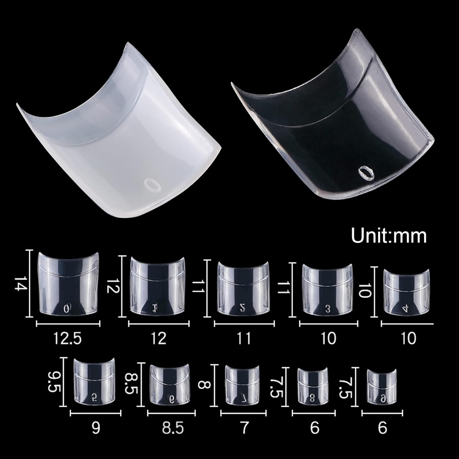 Acrylic Clear Nail Tips 500Pcs Short French Artificial Square False Tip for Manicure with Storage Box image number 1