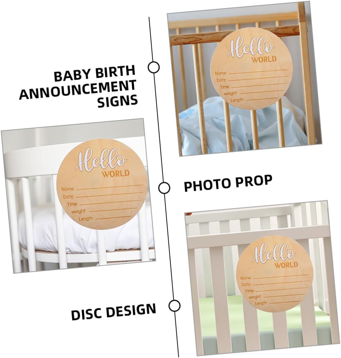 Wooden Baby Announcement Sign Newborn Name Sign for Hospital Newborn Photo Prop 2Pcs image number 4