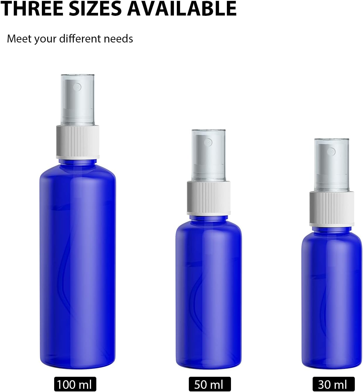 Spray Bottles Plastic Small Mist Travel Bottles Set 10 Pcs 50Ml Liquid Atomiser Refillable Containers with 2 Funnels 1 Sheet Labels (Blue) image number 1