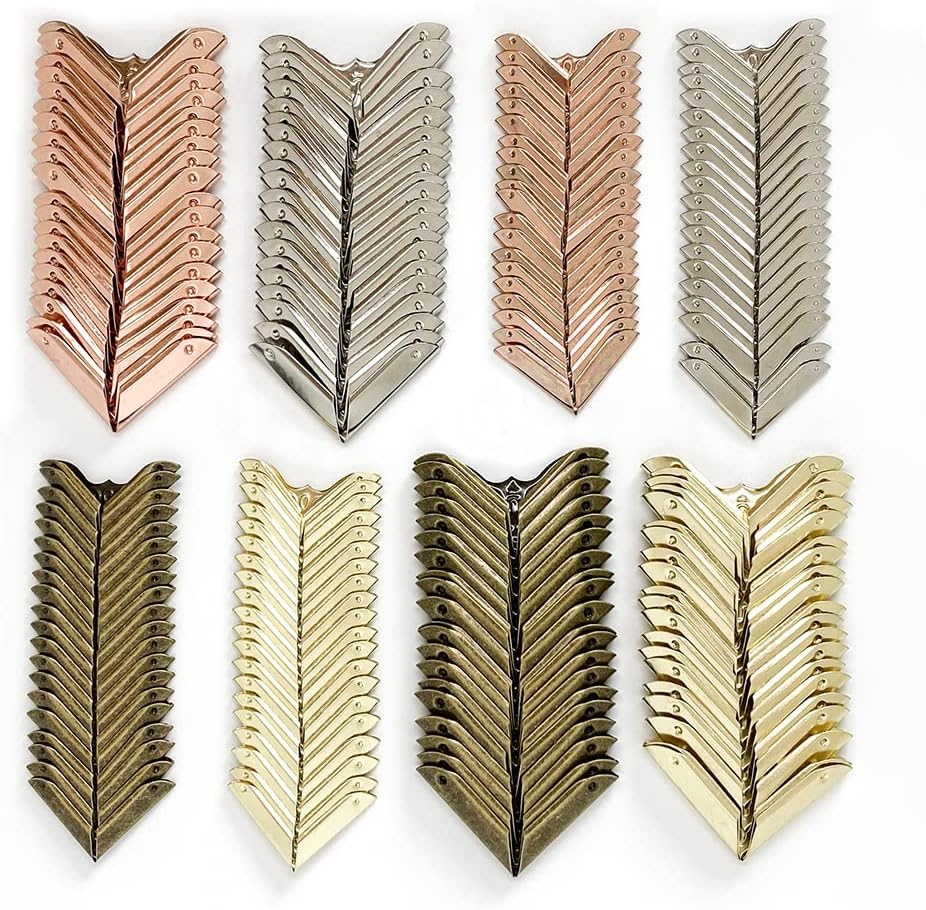 160 PCS Vintage Metal Book Corner Protector Guard Edge Cover Iron Angle Protectors Bronze Gold Decorative Covers for Scrapbooks Photo Albums Diary Notebooks Menus Folder Stamp Books, 4 Colors image number 1