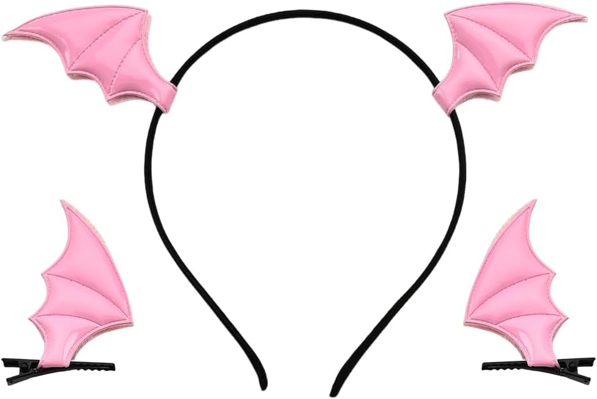 Halloween Bat Hair Clips and Devil Ear Headband for Women Girls - Black Barrettes for Cosplay Accessories