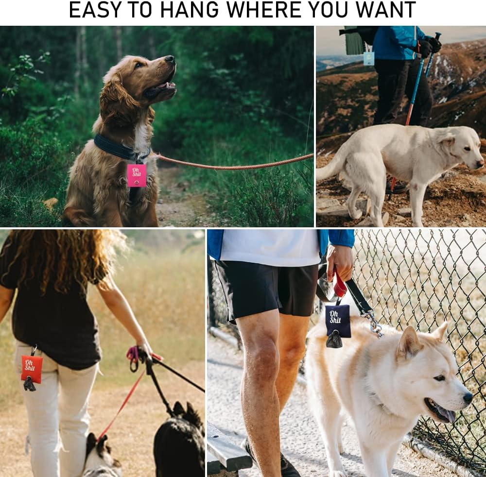 2 Colors Pet Waste Bag Dispenser, Portable Dog Poop Bag Holder for Leash, Dog Waste Bags Container with Metal Clip for Walking, Running or Outdoor Accessory (Black & Blue) image number 2