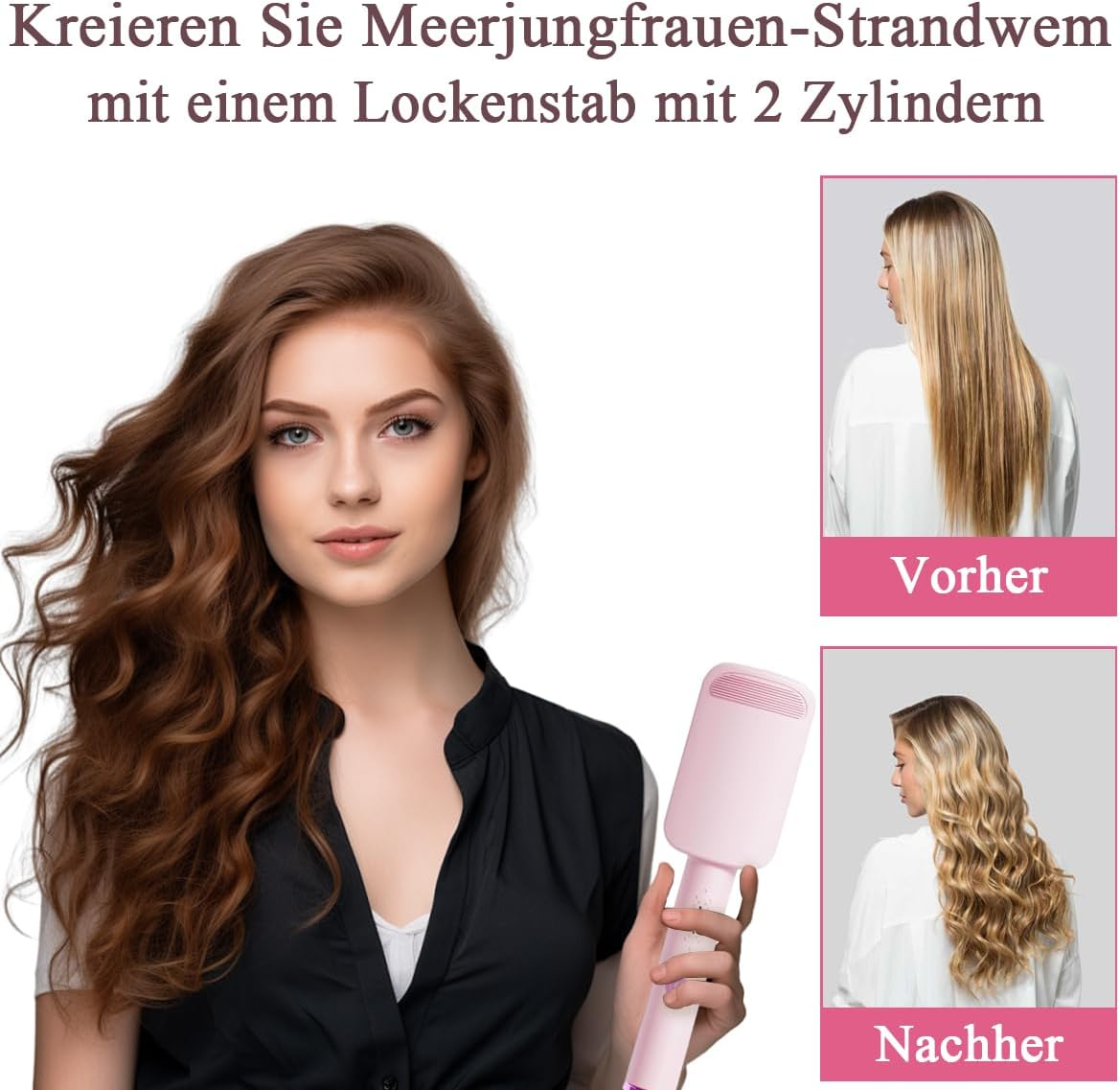 32 Mm Wave Iron for Hair, Curling Iron, Large Curls, Beach Waves Curling Iron, Decorative Home, Waves Curling Irons, Adjustable Temperature (160 &deg;C - 220 &deg;C), Birthday Gifts for Girls image number 1