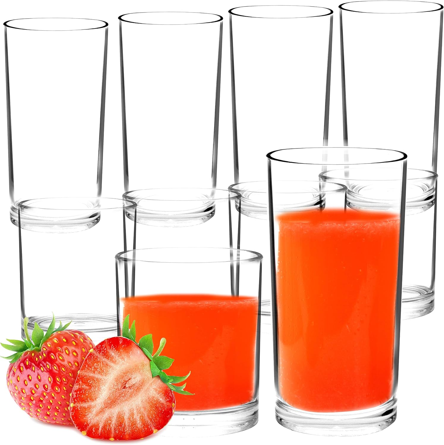 Youngever 8 Pack 500ML Plastic Water Tumbler, Set of 8, Plastic Glasses, Re-Usable Plastic Cups, Unbreakable Glasses, Plastic Tumblers (4 Colors)