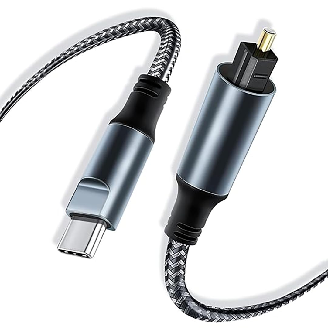 Hexchuang USB C to Toslink Optical Audio Cable Braided USBC Male to SPDIF Port Male Fiber Optic Adapter Connector for Tv/Soundbar, Ps5,Speakers & Home Theater Systems (1.8M) image number 2