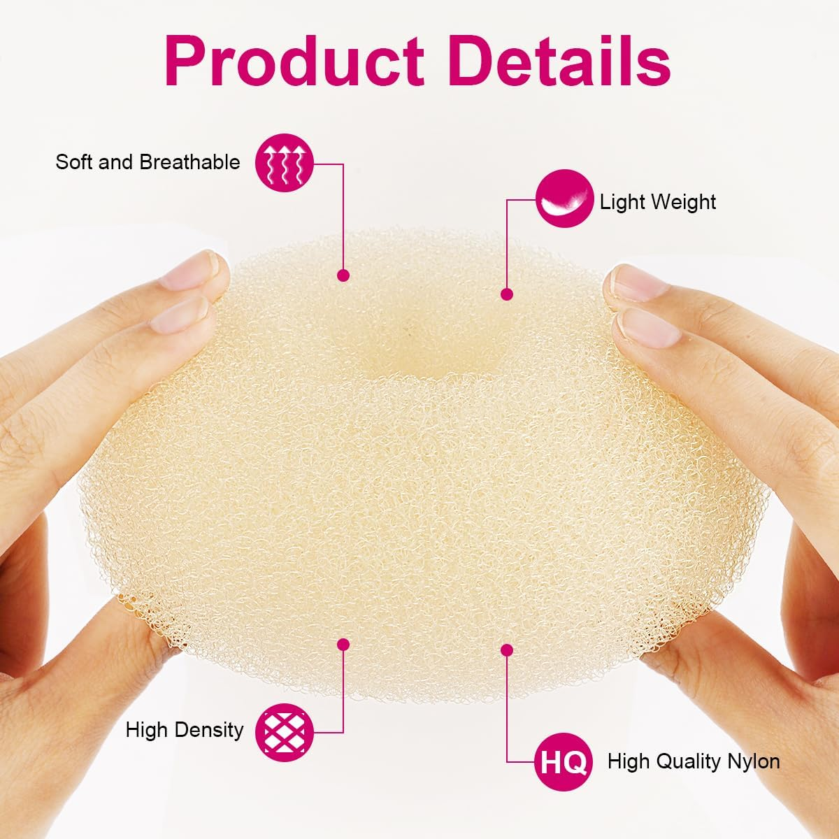 URAQT Hair Donut Bun Maker Set, 4 Pcs Ring Style Donut Bun Shaper with 30 Hair Pins, Blonde Chignon Doughnut Bun Hair Accessories for Girls Kids Women DIY Chignon Hair Styles image number 3