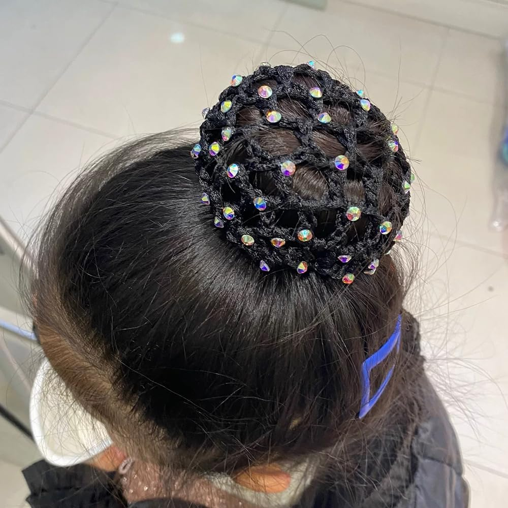 TSUOUKL Pack of 5, Net for Hair, Hair Nets Hairstyles, Hair Net, Hair Net, Bun Net, Ballet Bun Net, Crystal Hair Net, Ballet Hair Net, Bun Ballet Girls, Bun Glitter, Bun Nets image number 1