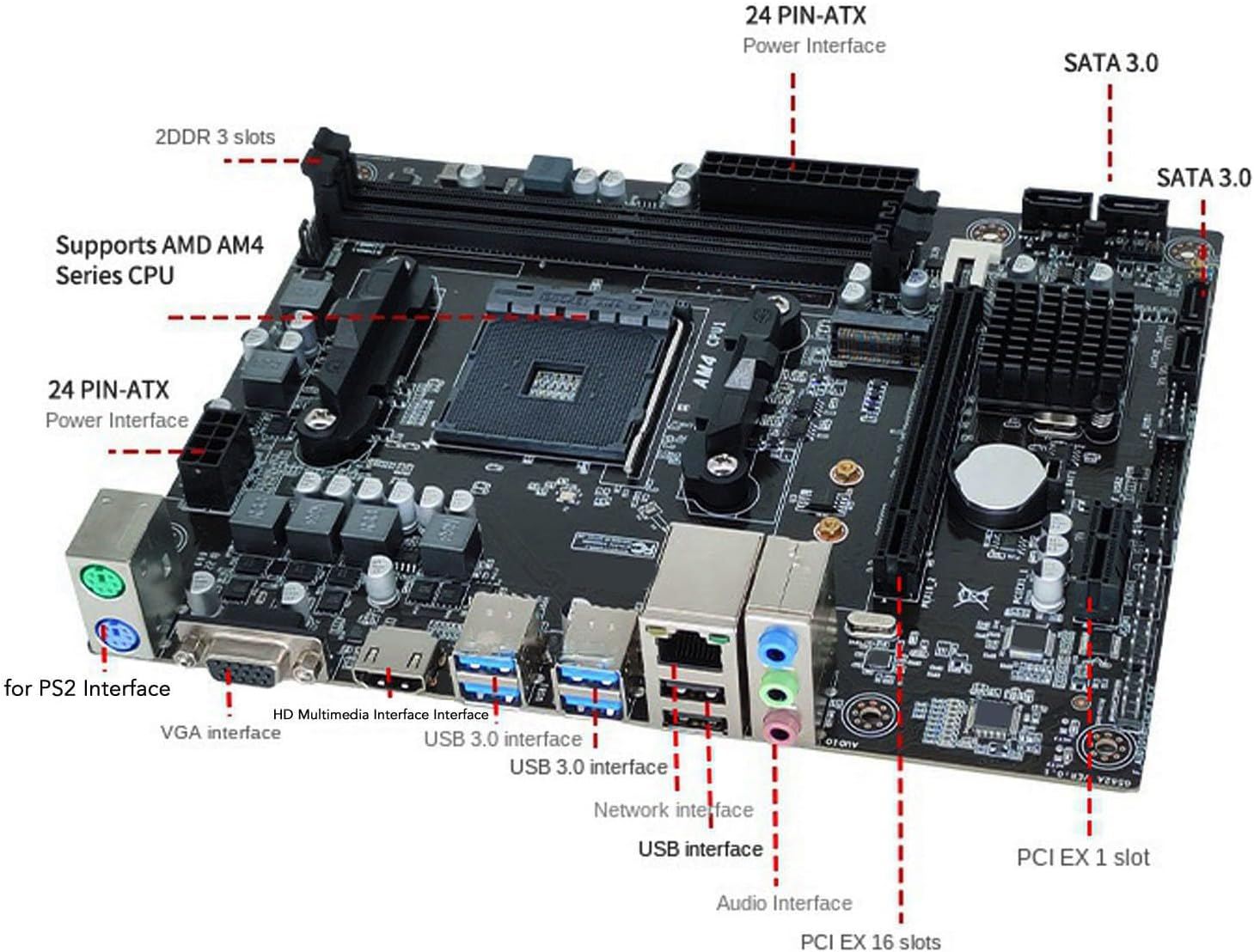 AMD A520 M ATX Motherboard, AMD AM4 Slot Dual Channel DDR4 Desktop Motherboard, Powerful Power Motherboard with SATA Pcie X16 Pcie X1 image number 6