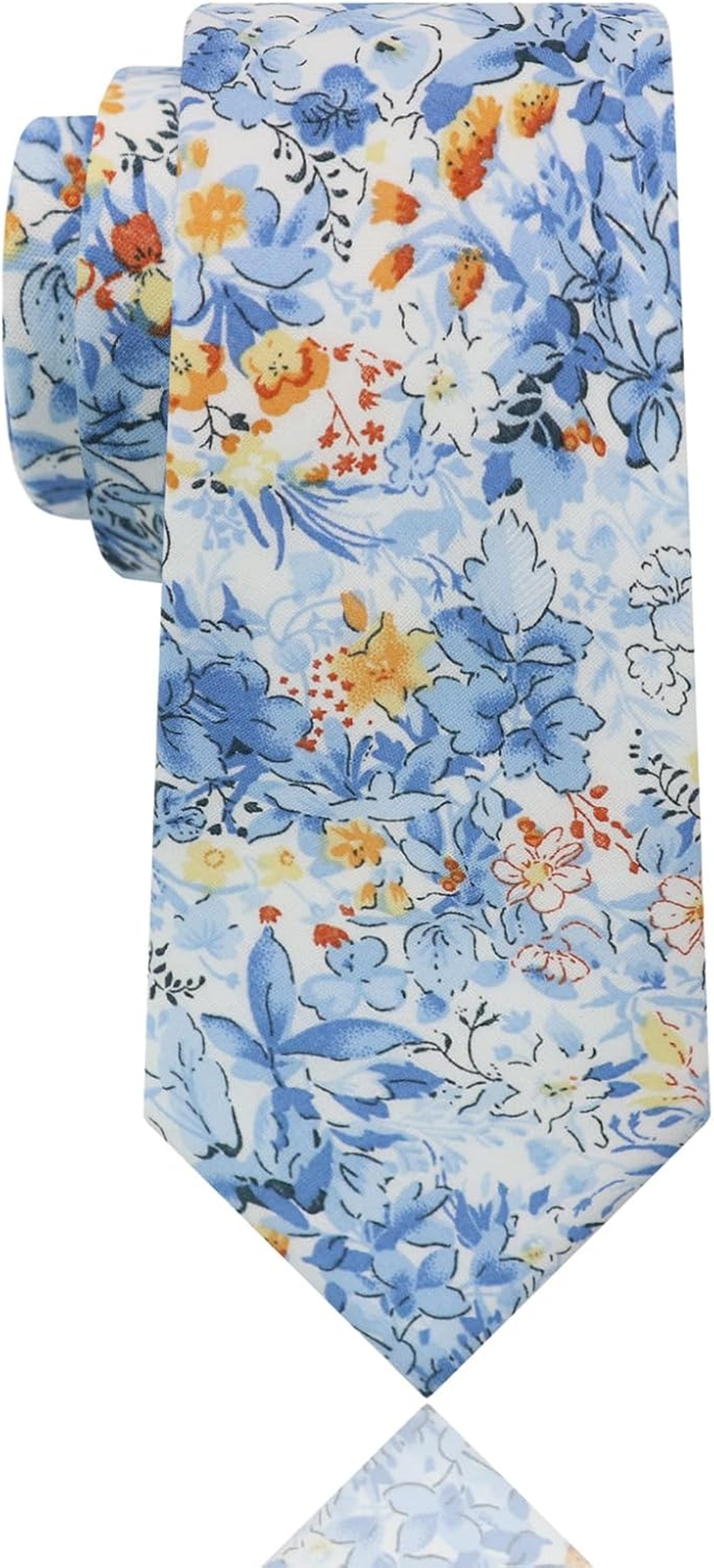 Luckyvestir Mens Ties, Sage/Dusty Blue/Pink Floral Ties for Men, 2.76" Cotton Flower Necktie for Wedding/Groomsmen/Party