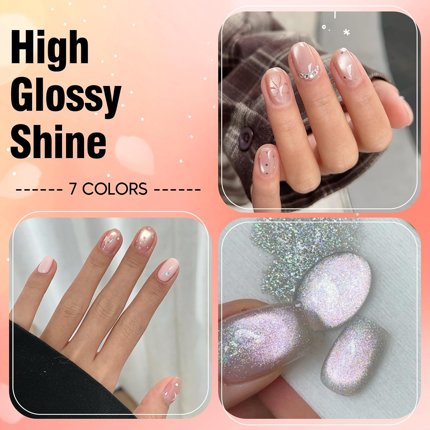 ADHERE Ukiyo Romance Series - 12Ml Cat Eye Gel Nail Polish 1Pc Holographic Magnetic Gel Polish, Soak Off, for Manicure Salon DIY at Home (Rose Maiden) - First Snowfall image number 4