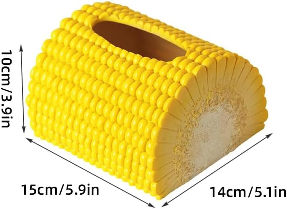 AIMALL Creative Corn-Shaped Tissue Box 5.9 X 5.1 X 3.9 Inches Desktop Storage Container for Living Room Coffee Table Home Decor