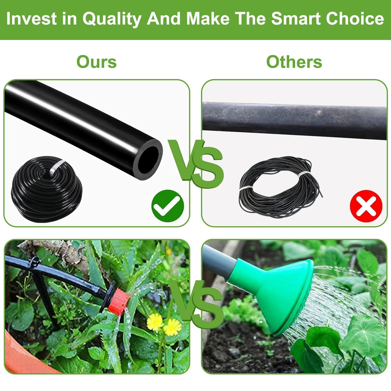 164FT/50M Drip Irrigation System, Micro Garden Drip Irrigation System with 1/4 Inch Tubing & Adjustable Misting Nozzle Sprinkler, Automatic Watering System for Greenhouse, Yard, Lawn, Plant