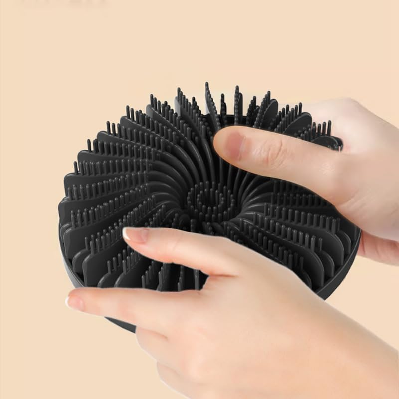 Silicone Body Scrubber for Men & Women,Body Scrubber Exfoliator,Shower Loofah Mens Shower Body Scrubber,Bath & Body Brushes (Black, 10.5Cm*5.5Cm)