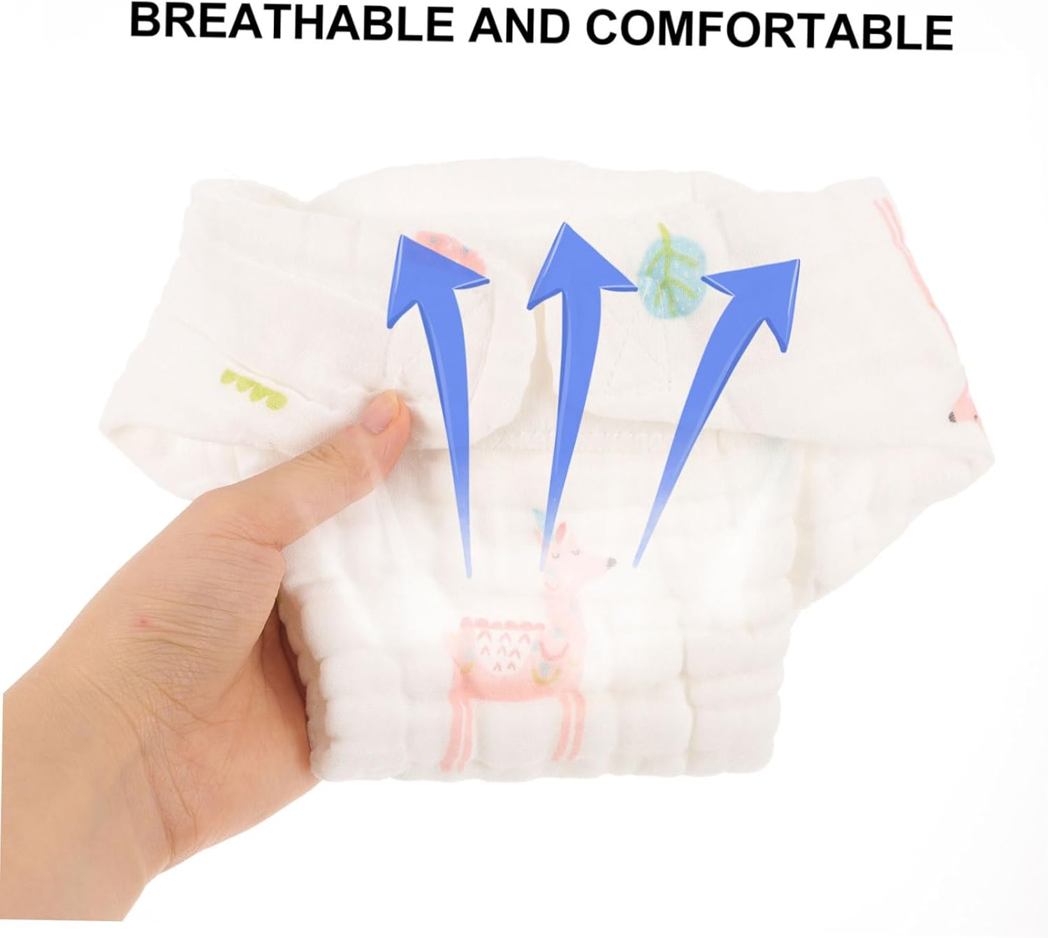 2Pcs Newborn Nappies of Washable Cotton Diaper Pants for Girls Reusable Comfortable for Boy Girl Random Style image number 4