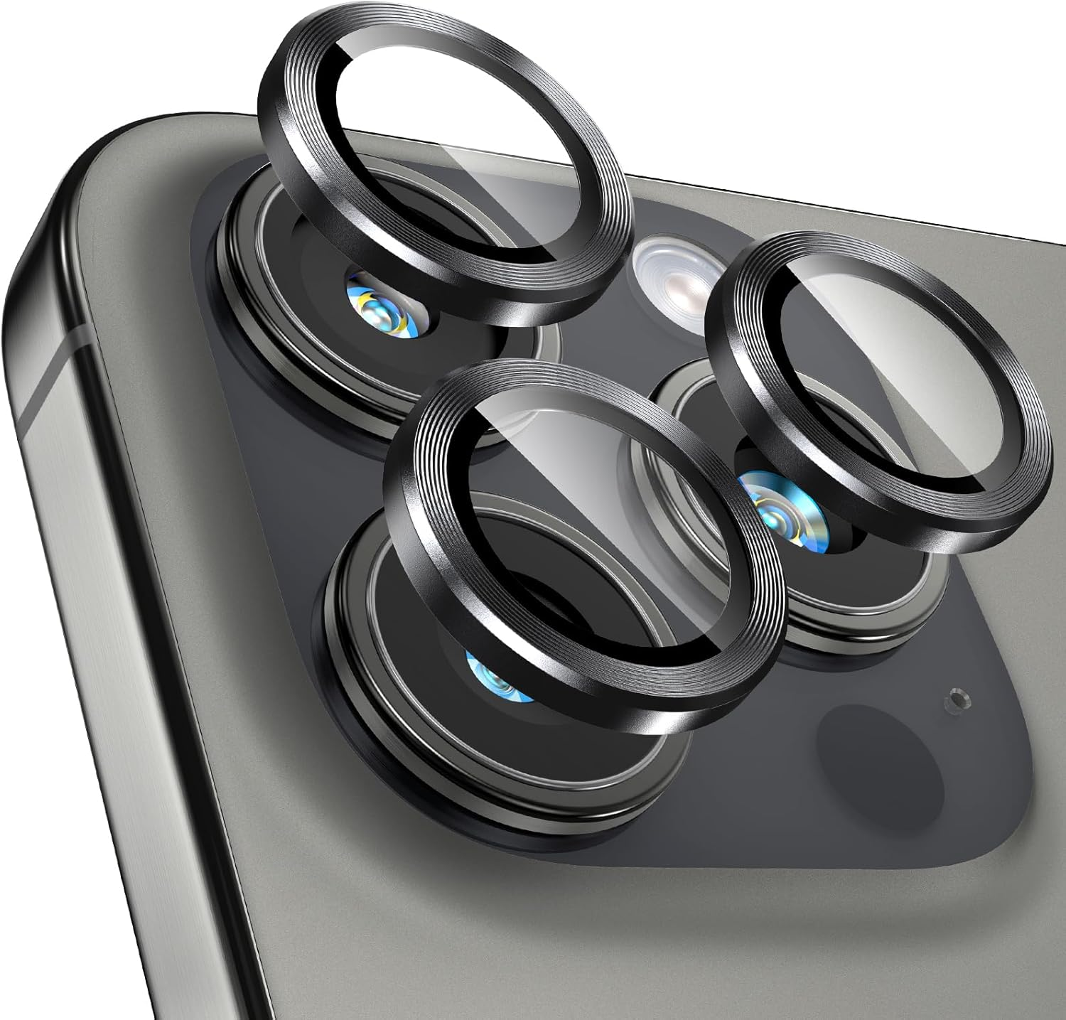 Giftorld Camera Lens Protector for Iphone 16 Pro/16 Pro Max,Aviation Aluminum 3D Ring,9H Tempered Glass,360 Degree Protection,Hd Clarity,4 Layers Unique Design,Full Coverage. (Black) image number 5