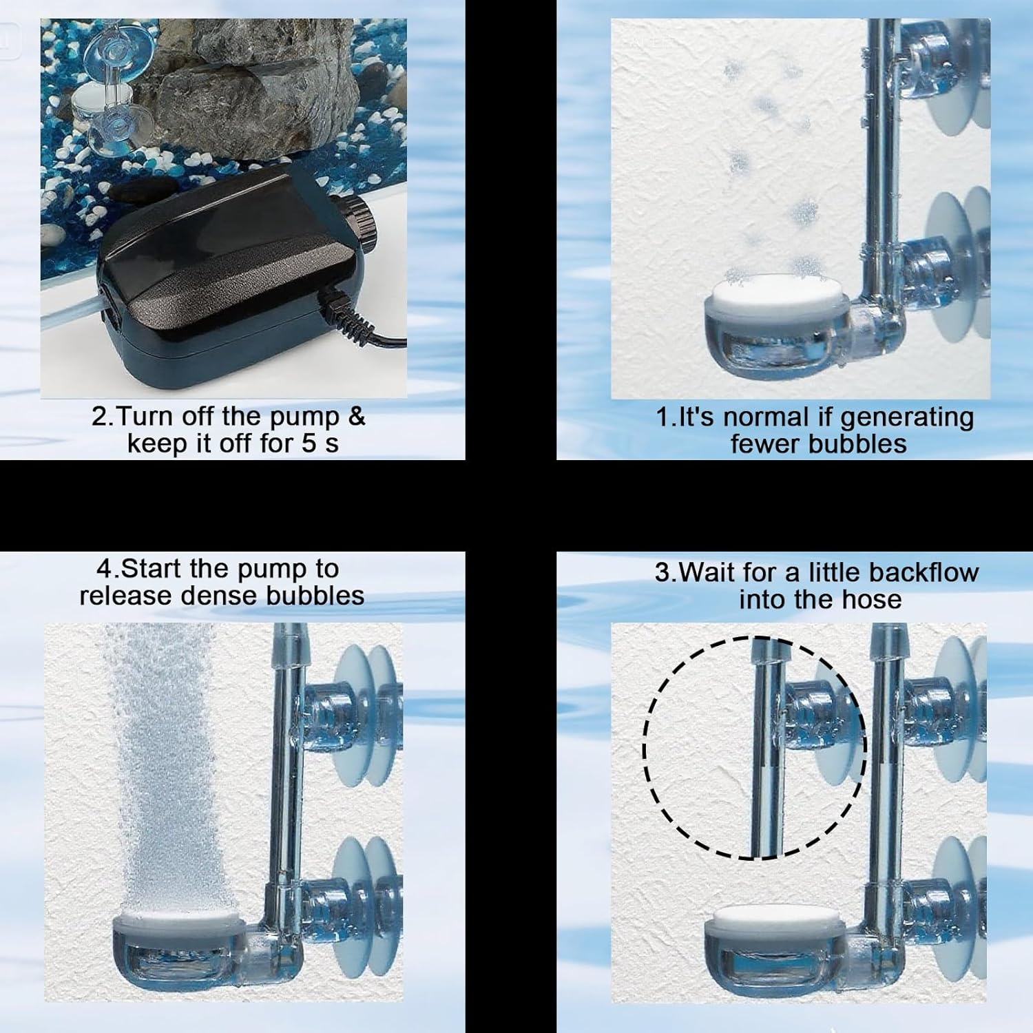 Jeyzuroa Aquarium Air Stone with Control Valve, Fish Tank Nano Bubble Stone - Superfine Bubble Diffuser for Fish Tanks & Hydroponics, Ultra Quiet High Oxygen Dissolution