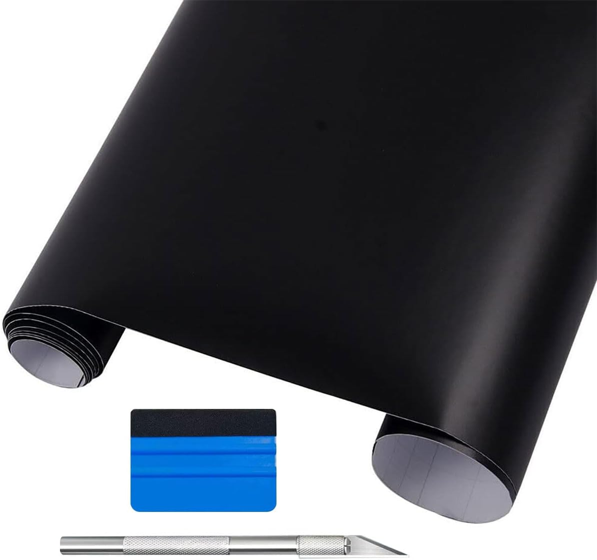 Matte Black Vinyl Wrap for Cars, Self-Adhesive Automotive Film with Air Release for Easy Bubble-Free Installation (1FT X 5FT) - Kivano