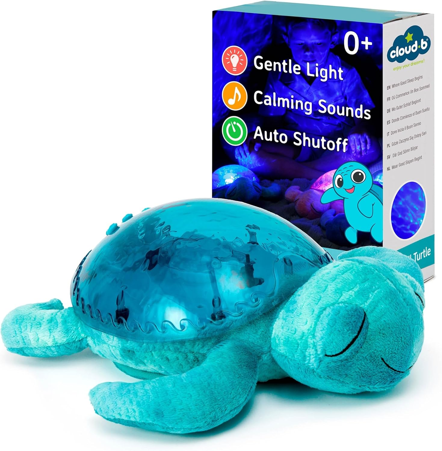 Cloud B Ocean Projector Nightlight with White Noise Soothing Sounds | Adjustable Settings and Auto-Shutoff | Tranquil Turtle - Aqua image number 6
