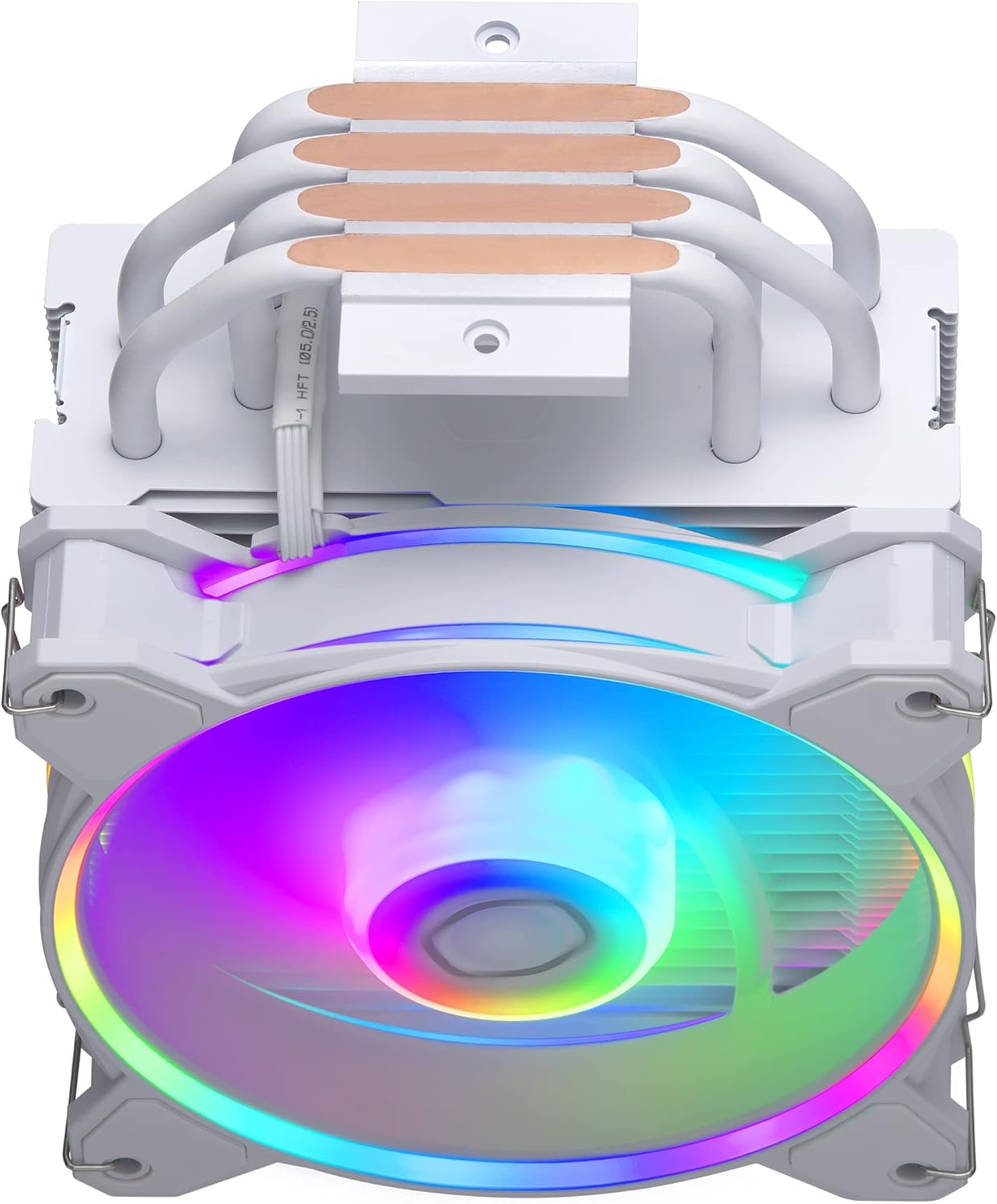 Cooler Master Hyper 212 Halo CPU Air Cooler - Pure White Aluminium Finish, 4 Continuous Direct Contact Heat Pipes with Fins, MF120 Halo2 ARGB Fan, ARGB Auto Detect, LGA1700 & AM5 Brackets - White image number 2