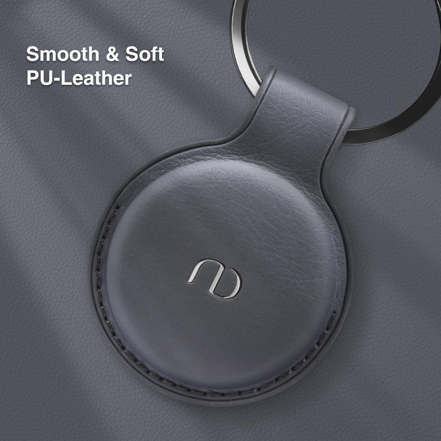 Nereides Leather Case for Airtag 2021, Protective Airtags Case Cover with Keychain Anti-Scratch Tracker Holder for Car Key/Pet/Cat/Dog (Grey)