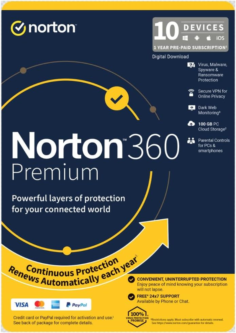 Norton 360 Premium Empower 100Gb Au 1 User 10 Device Antivirus Software