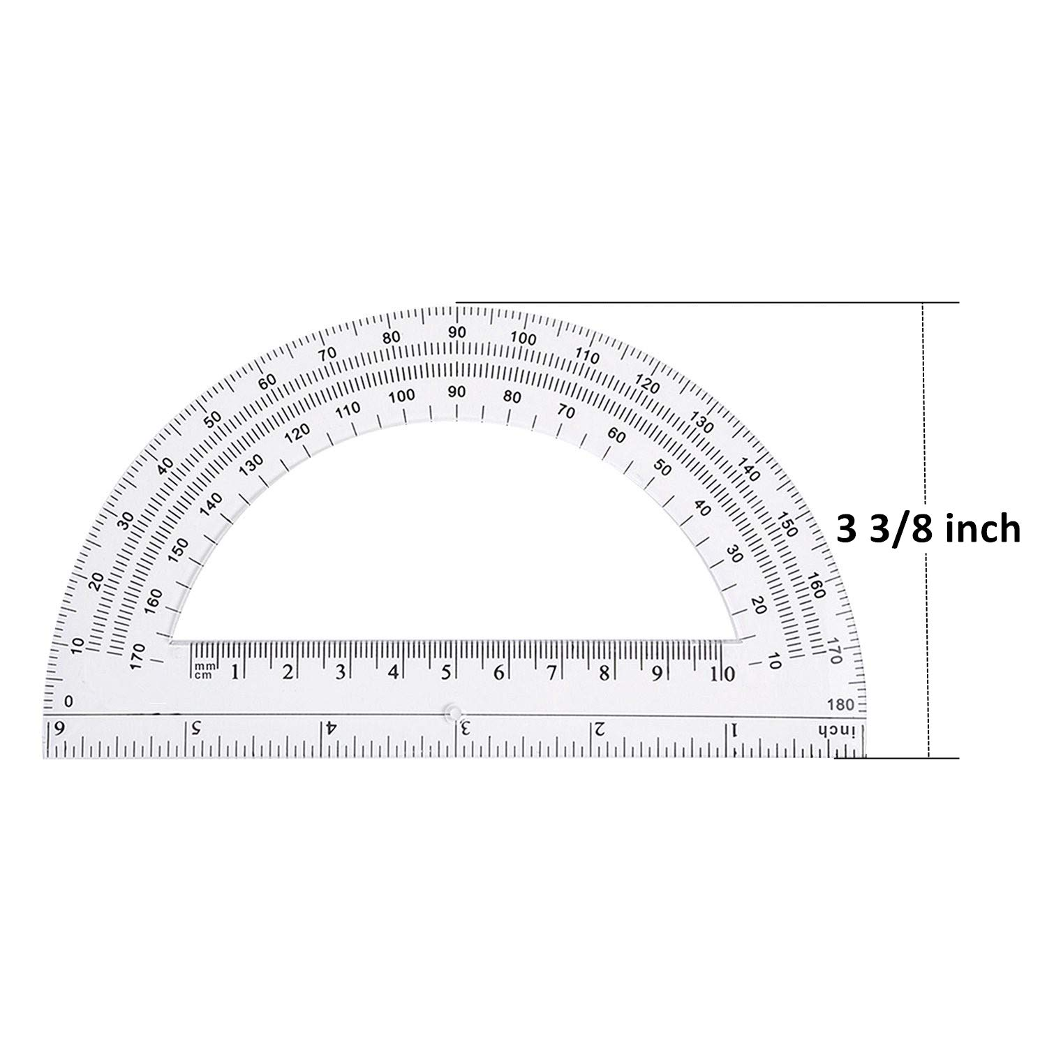 2-Piece Plastic Protractor Set, 4" and 6" Clear Color, 180&deg; image number 2